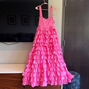 Idra LoveShackFancy Maxi Pink Ruffle Dress